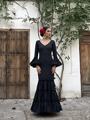 VESTIDO CARMEN NEGRO LISO