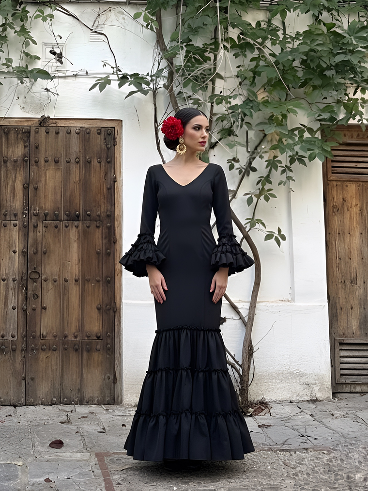 VESTIDO CARMEN NEGRO LISO 1