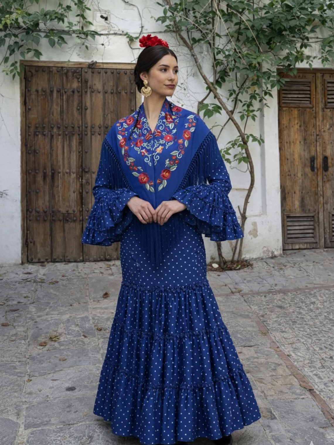 VESTIDO CARMEN AZULINA LUNAR BLANCO PEQUEÑO 1