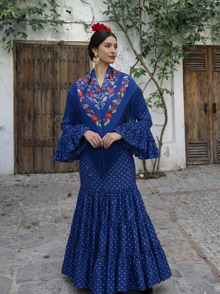 VESTIDO CARMEN AZULINA LUNAR BLANCO PEQUEÑO 1
