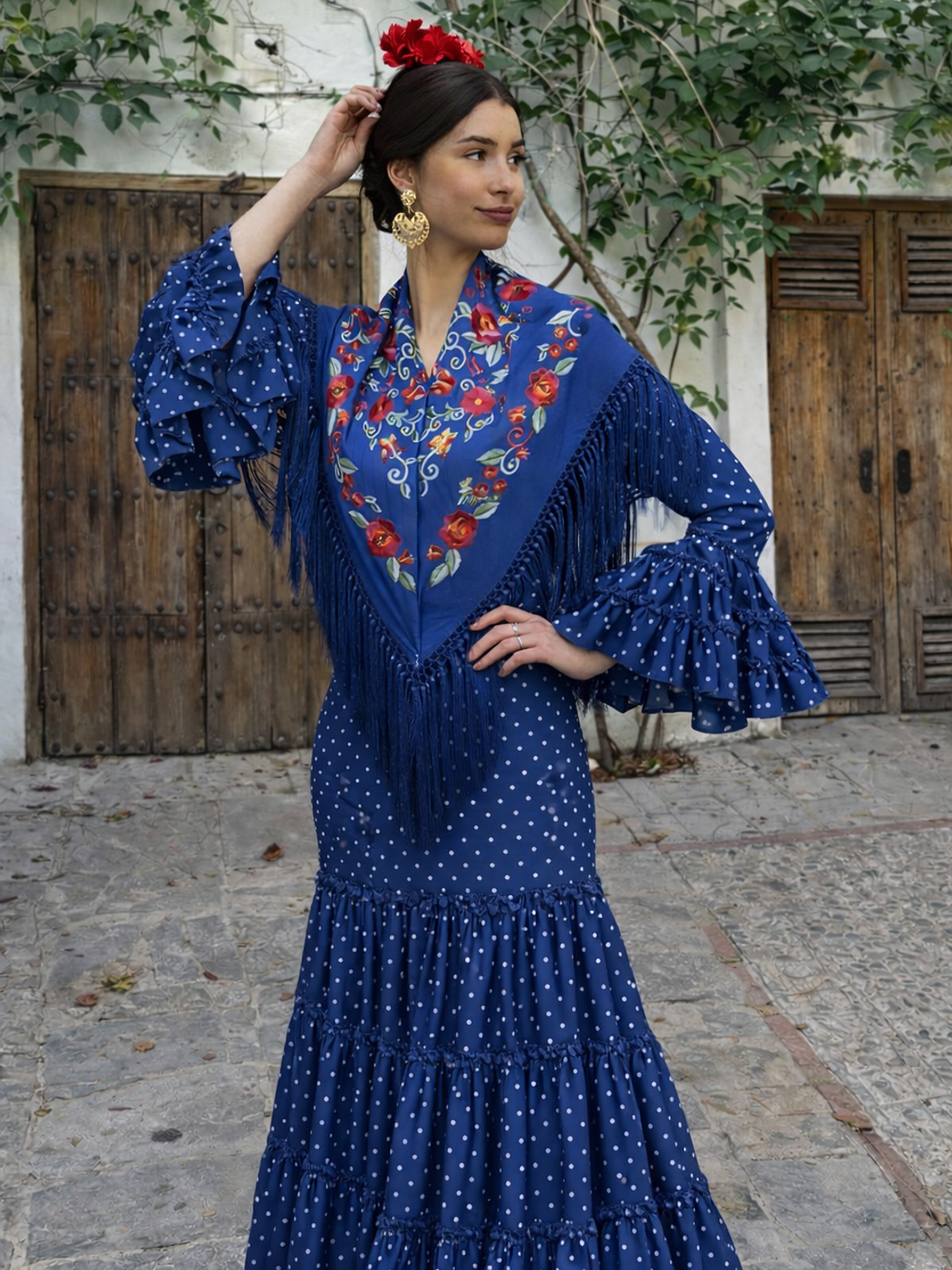 VESTIDO CARMEN AZULINA LUNAR BLANCO PEQUEÑO 2