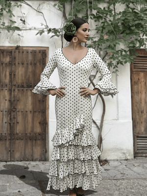 VESTIDO LUCÍA CREMA LUNAR VERDE