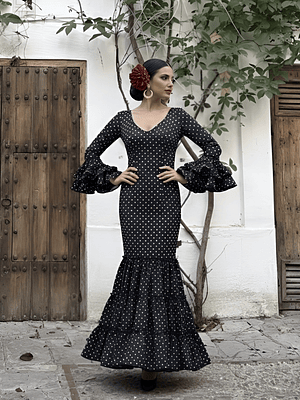 VESTIDO CARMEN NEGRO LUNAR PEQUEÑO