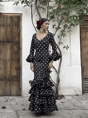 VESTIDO LUCÍA NEGRO LUNAR BLANCO MEDIANO