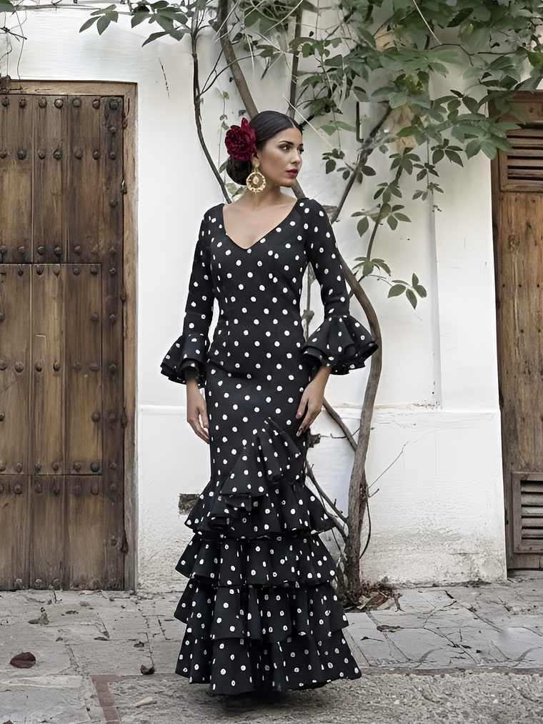 VESTIDO LUCÍA NEGRO LUNAR BLANCO MEDIANO 1