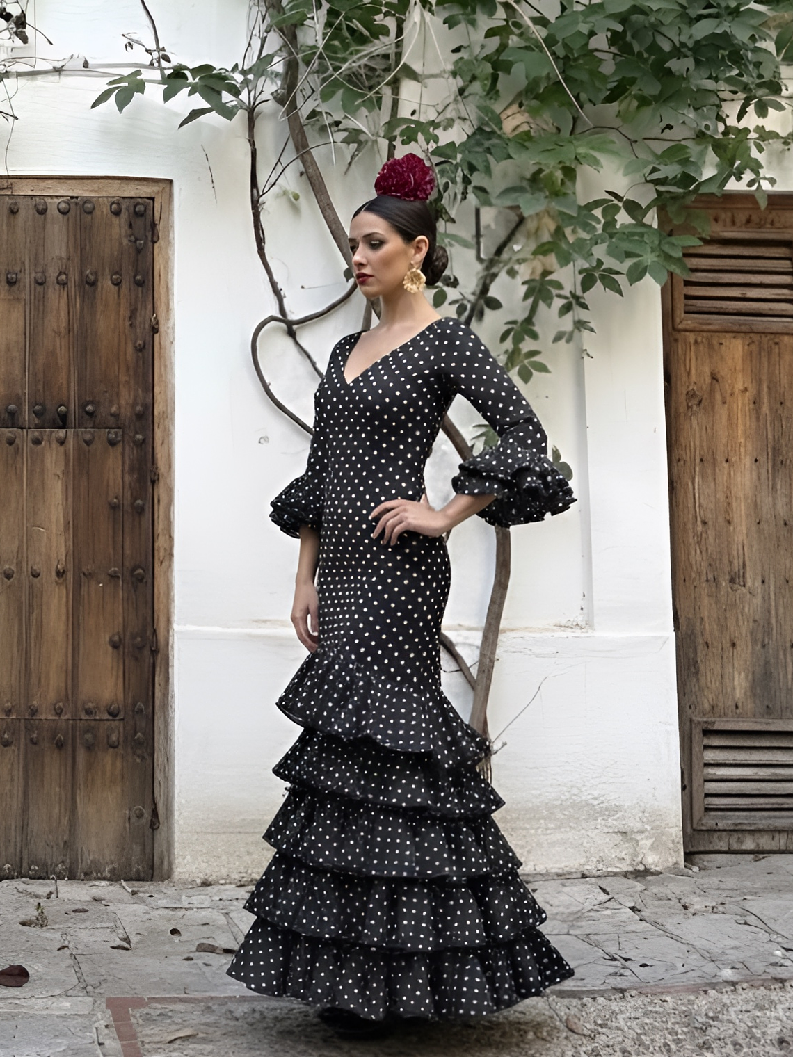 VESTIDO LUCÍA NEGRO LUNAR BLANCO PEQUEÑO 1