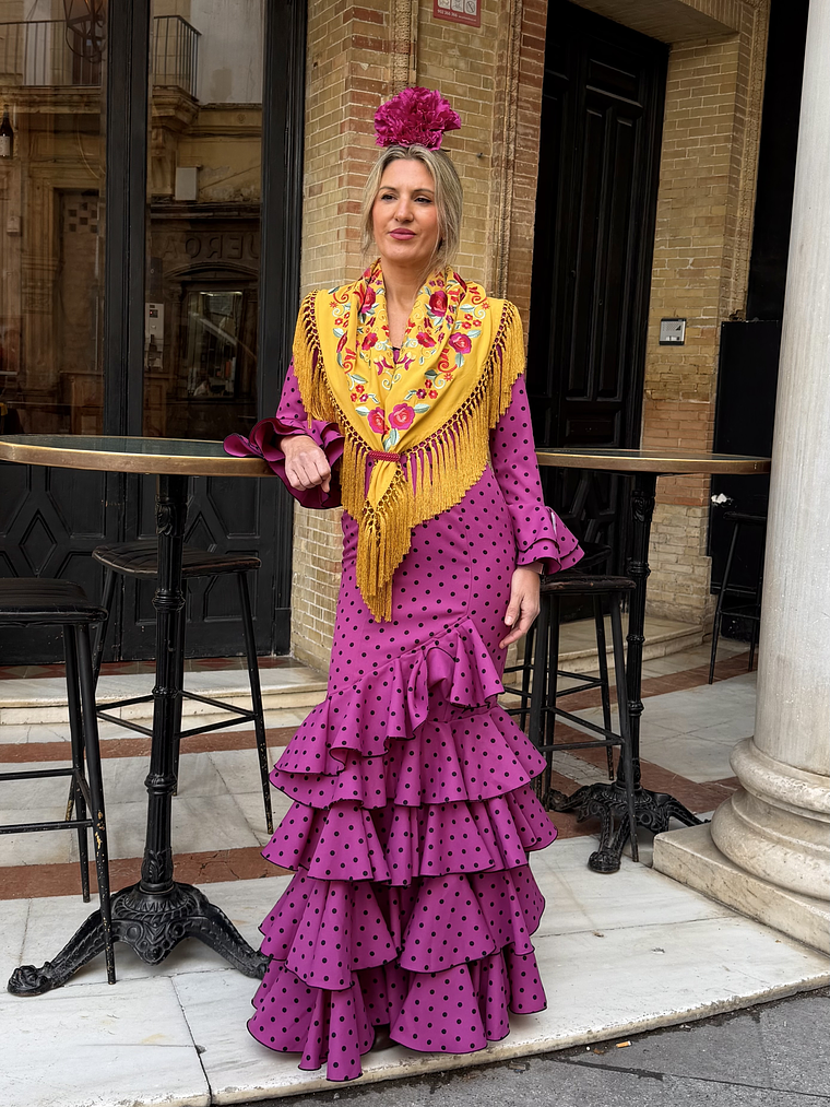 VESTIDO LUCÍA BUGANVILLA LUNAR NEGRO 1