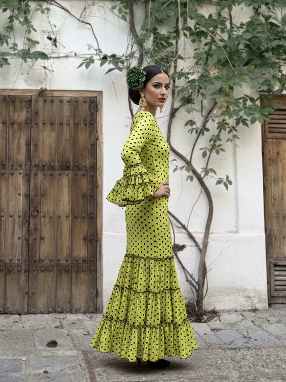 VESTIDO CARMEN LIMA LUNAR VERDE 2