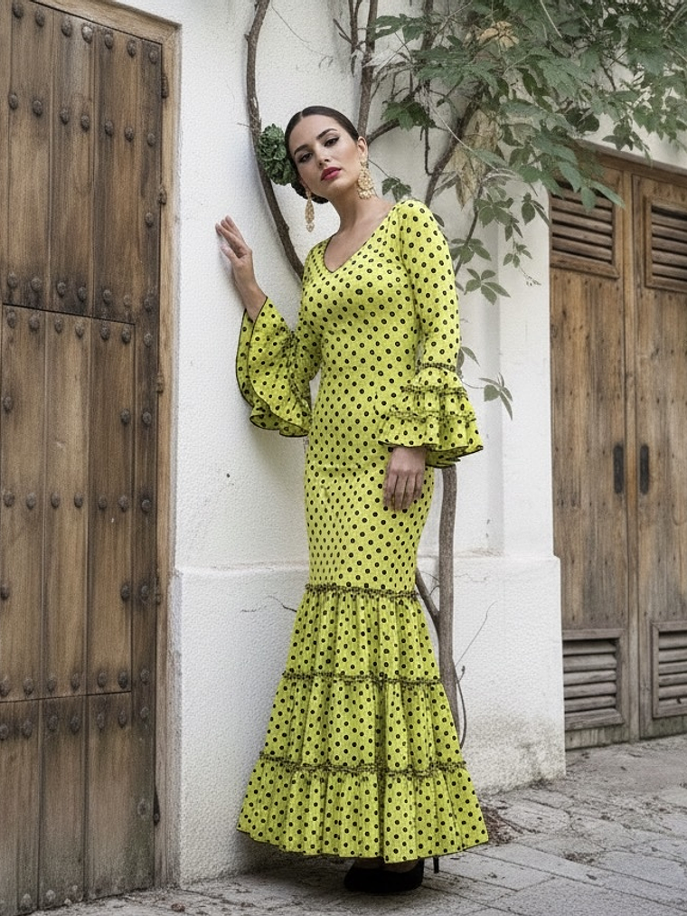 VESTIDO CARMEN LIMA LUNAR VERDE 3