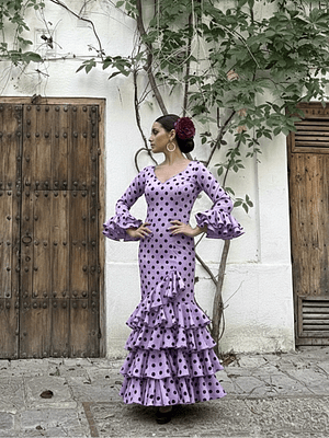 VESTIDO LUCÍA MALVA LUNAR NEGRO GRANDE