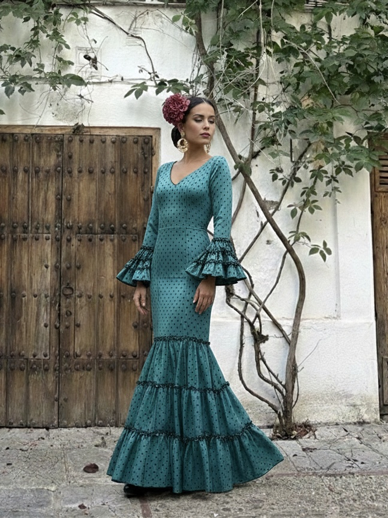 VESTIDO CARMEN VERDE PETRÓLEO LUNAR NEGRO PEQUEÑO 1