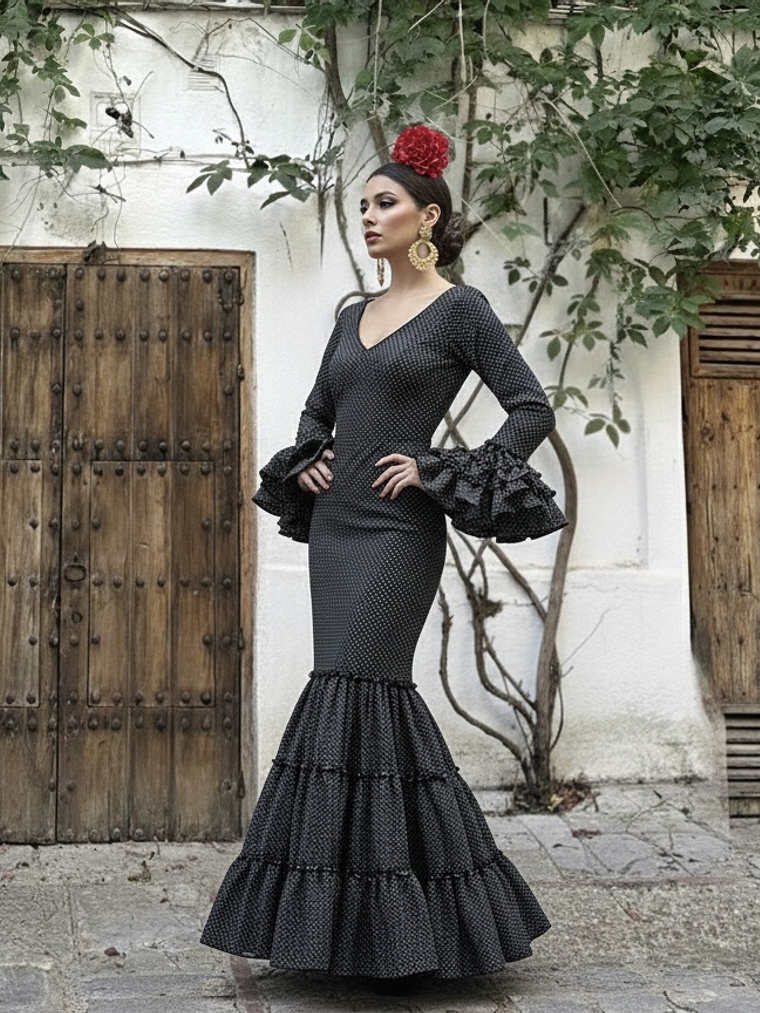 VESTIDO CARMEN NEGRO MICROLUNAR 2