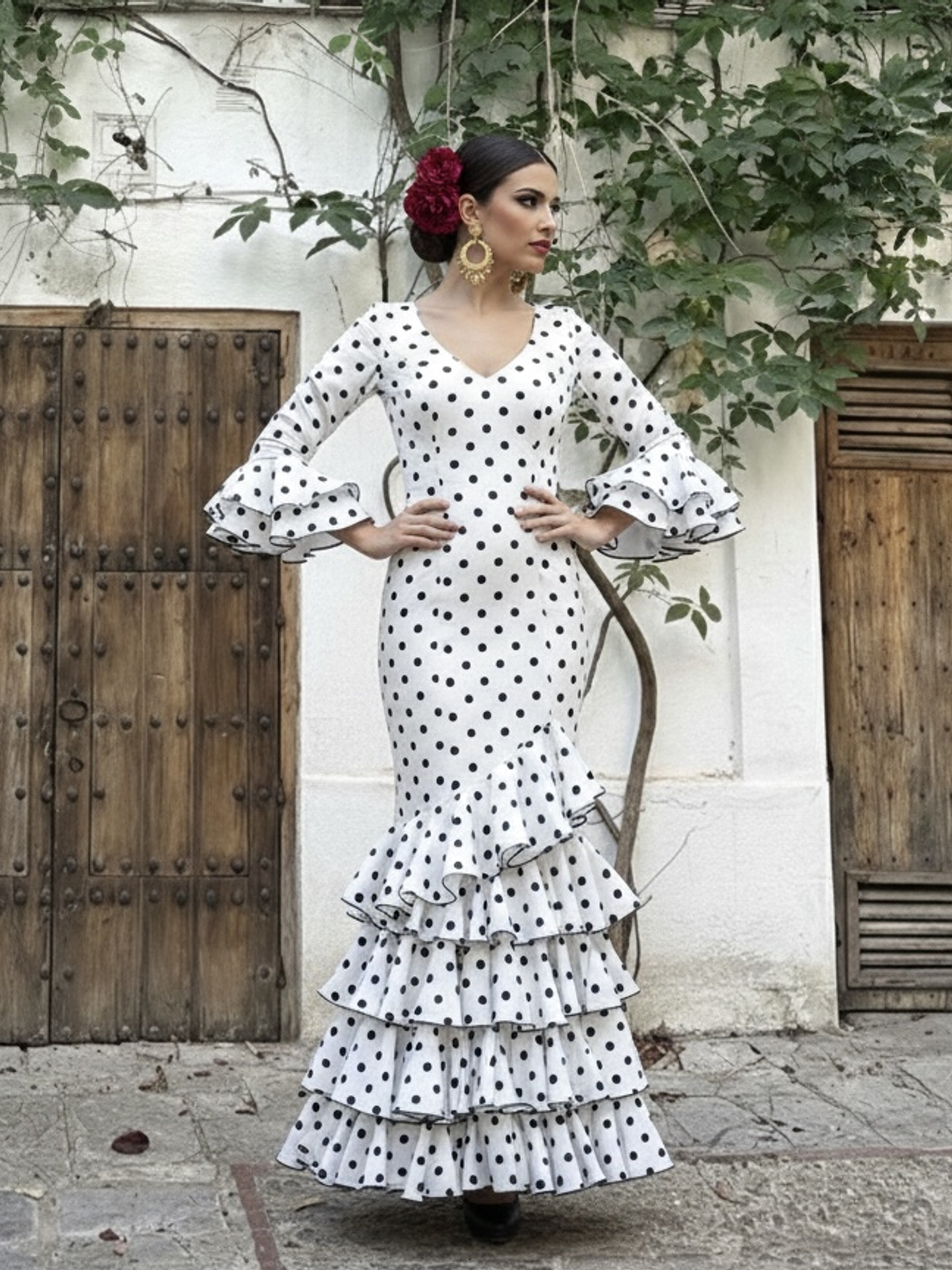 VESTIDO LUCÍA BLANCO LUNAR NEGRO MEDIANO 1