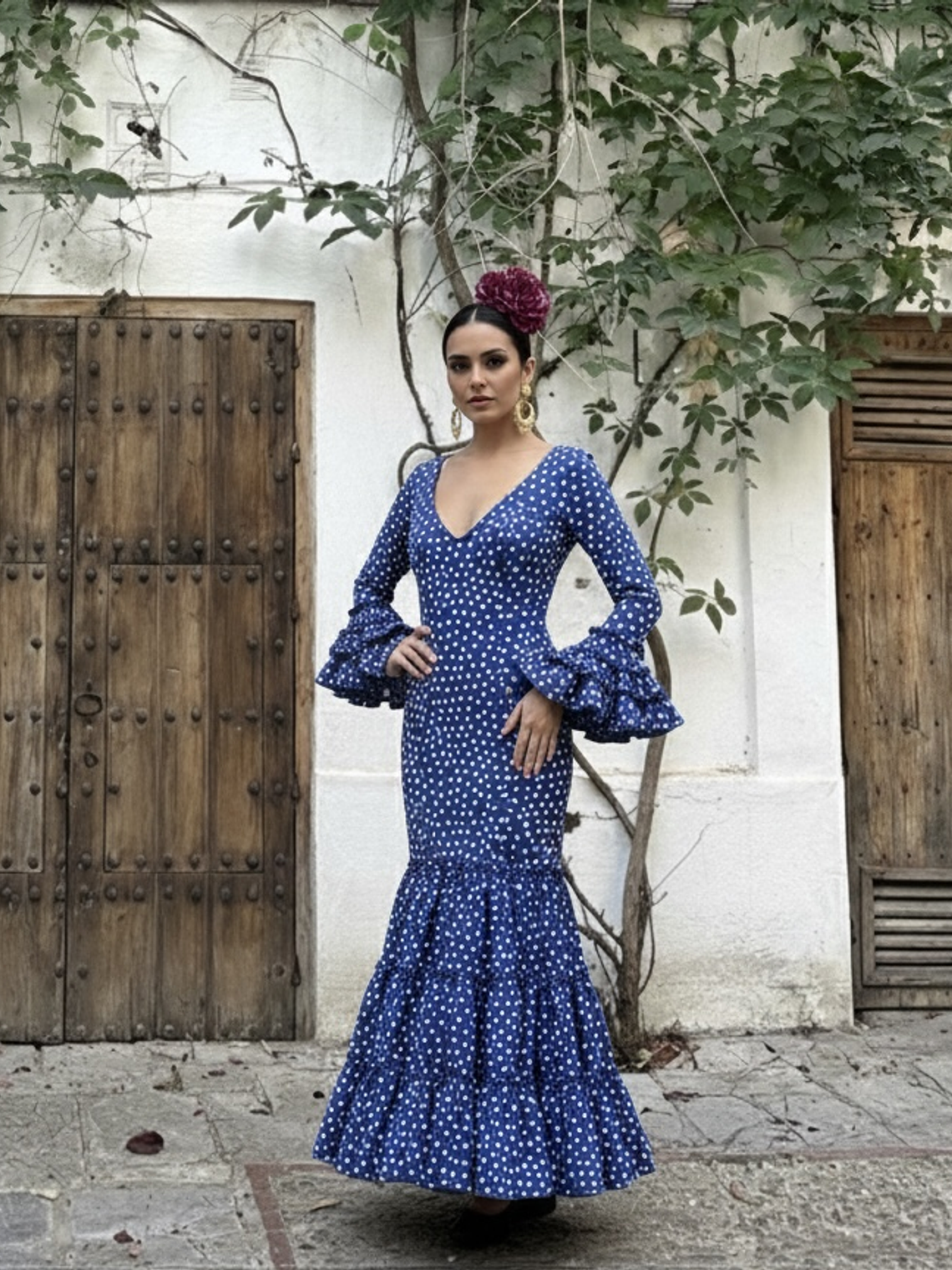 VESTIDO CARMEN AZULINA LUNAR BLANCO PEQUEMEDIANO 1