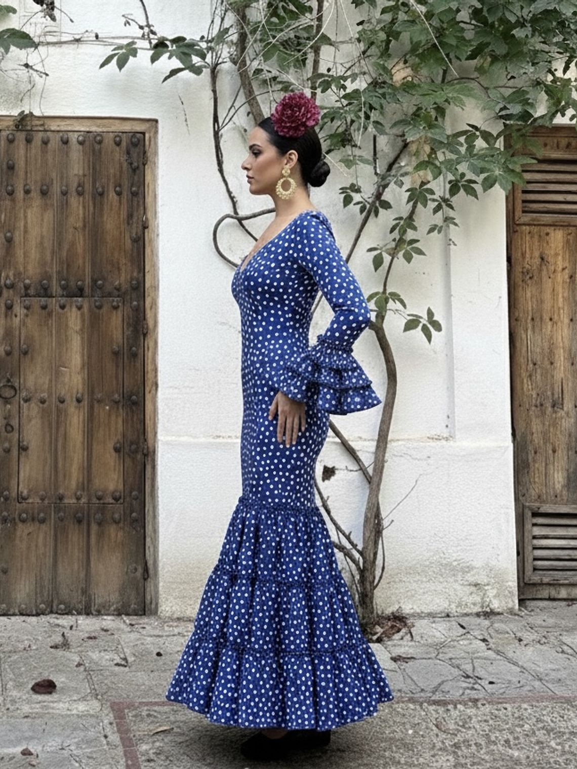 VESTIDO CARMEN AZULINA LUNAR BLANCO PEQUEMEDIANO 2