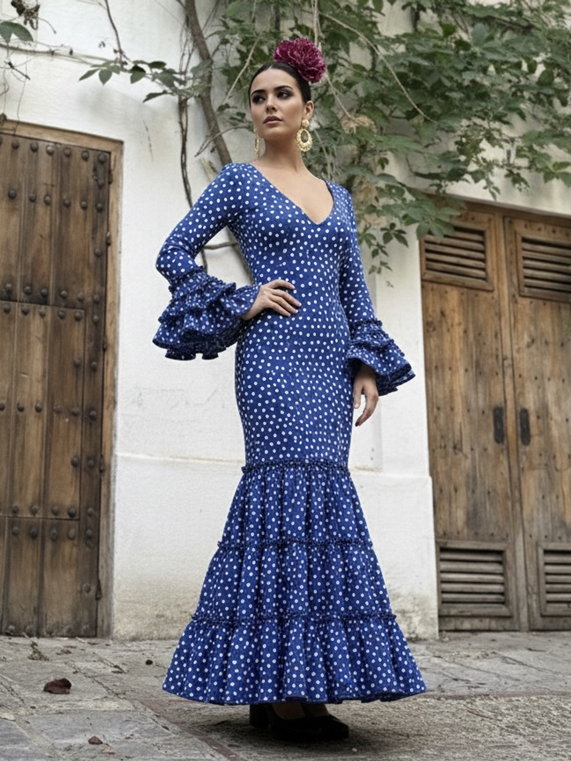 VESTIDO CARMEN AZULINA LUNAR BLANCO PEQUEMEDIANO 3