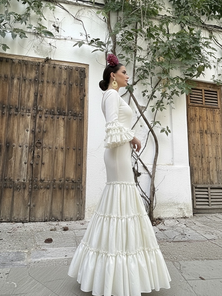 VESTIDO CARMEN CREMA LISO 2