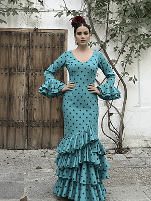 VESTIDO LUCÍA VERDE PETROLEO LUNAR NEGRO MEDIANO