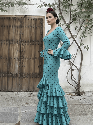 VESTIDO LUCÍA VERDE PETROLEO LUNAR NEGRO MEDIANO