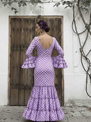 VESTIDO CARMEN MALVA LUNAR BLANCO MEDIANO