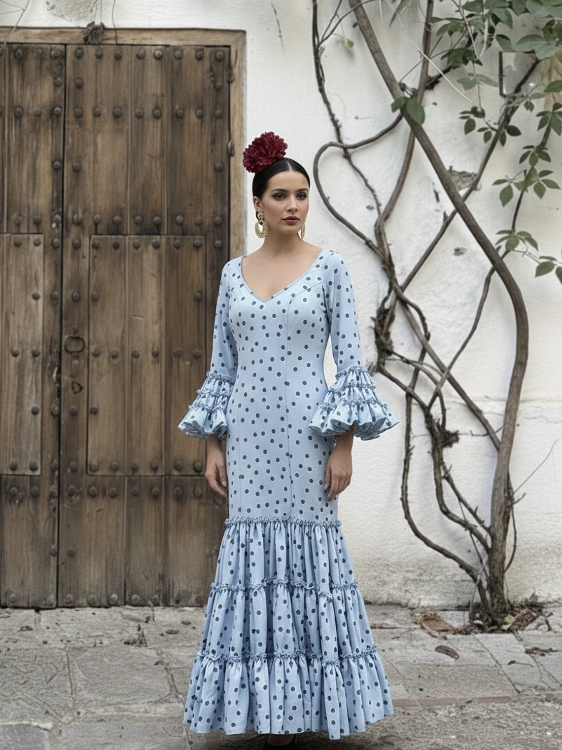 VESTIDO CARMEN CELESTE LUNAR GRIS 1