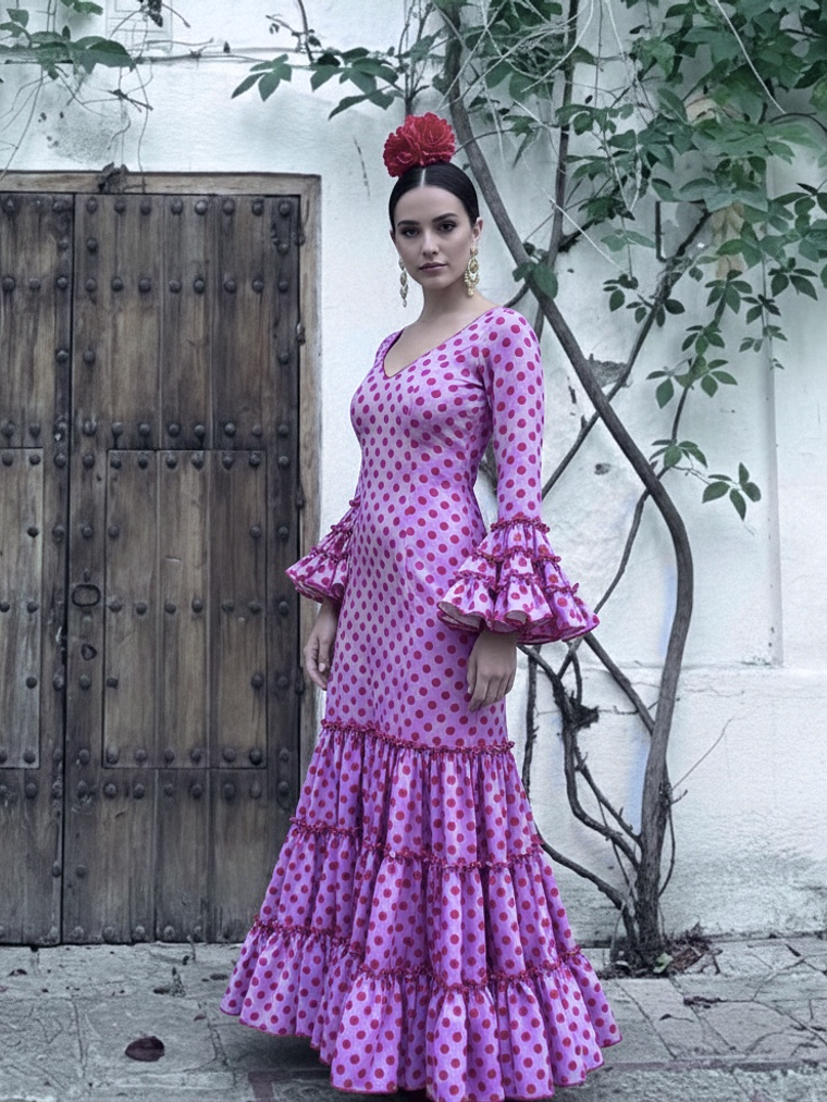 VESTIDO CARMEN LILA LUNAR ROJO 1