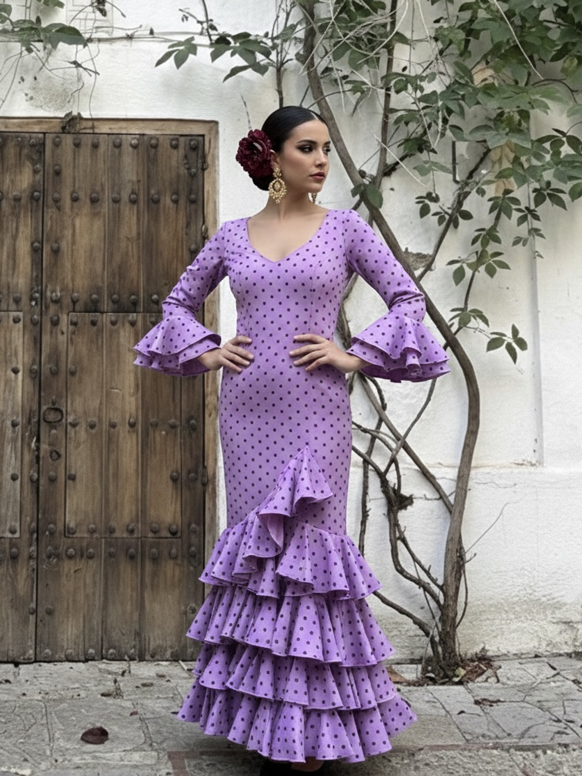 VESTIDO LUCÍA MALVA LUNAR MORADO 1