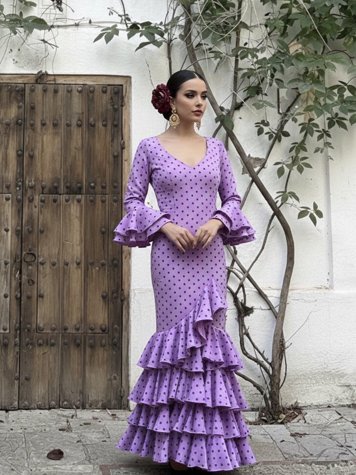VESTIDO LUCÍA MALVA LUNAR MORADO 2