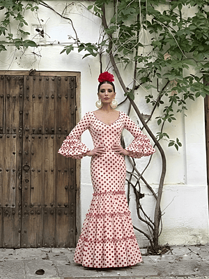 VESTIDO CARMEN MARFIL LUNAR ROJO