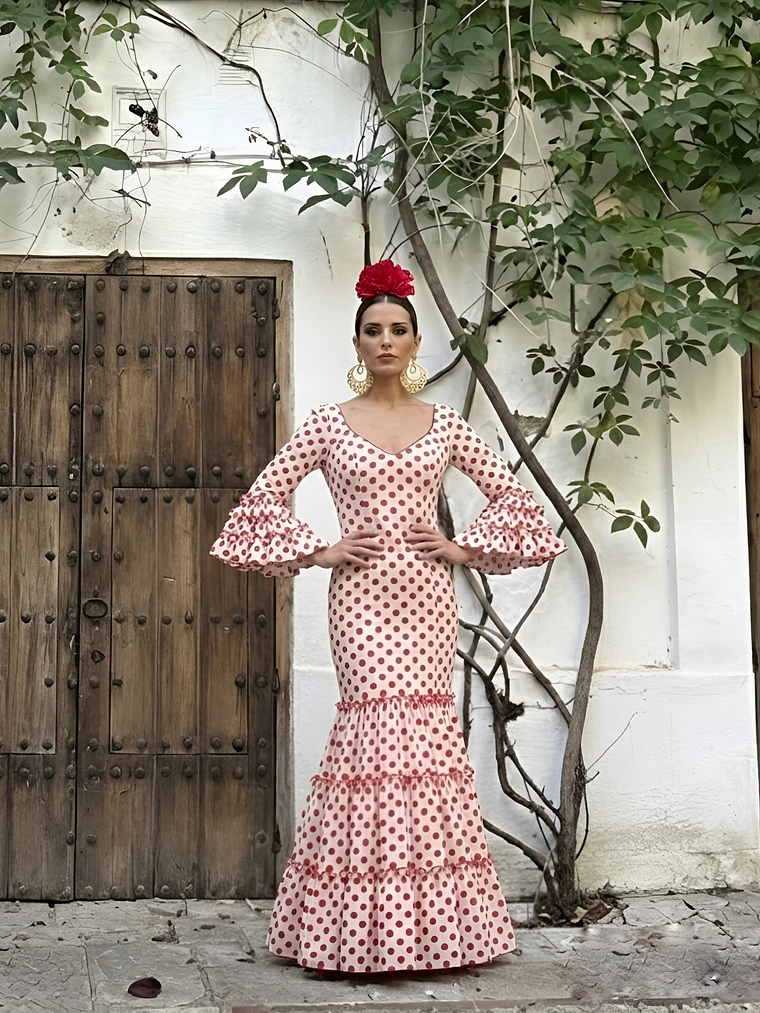 VESTIDO CARMEN MARFIL LUNAR ROJO 1