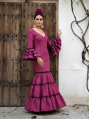 VESTIDO CARMEN BUGANVILLA LUNAR NEGRO