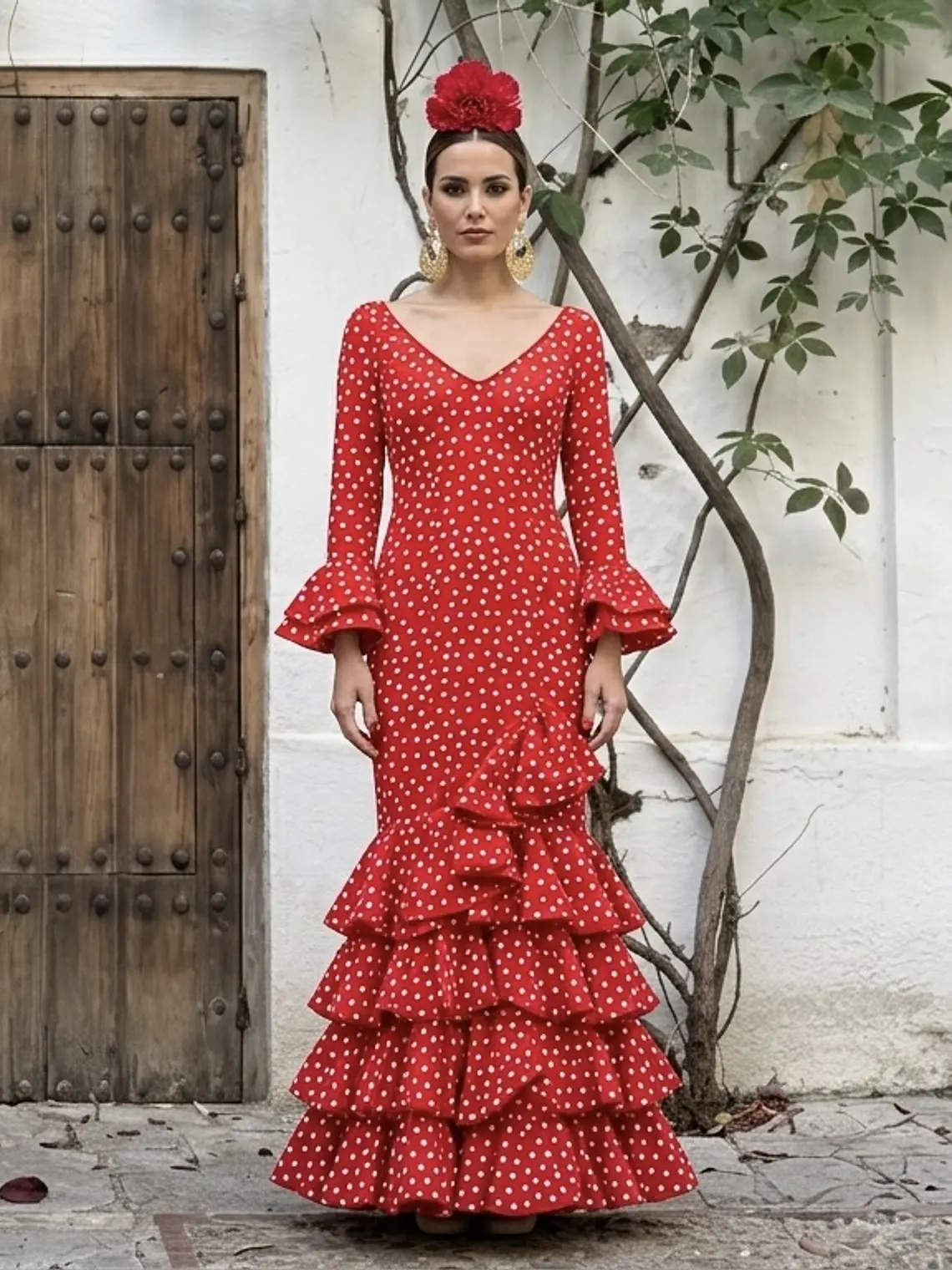 VESTIDO LUCÍA ROJO LUNAR BLANCO PEQUEMEDIANO 1