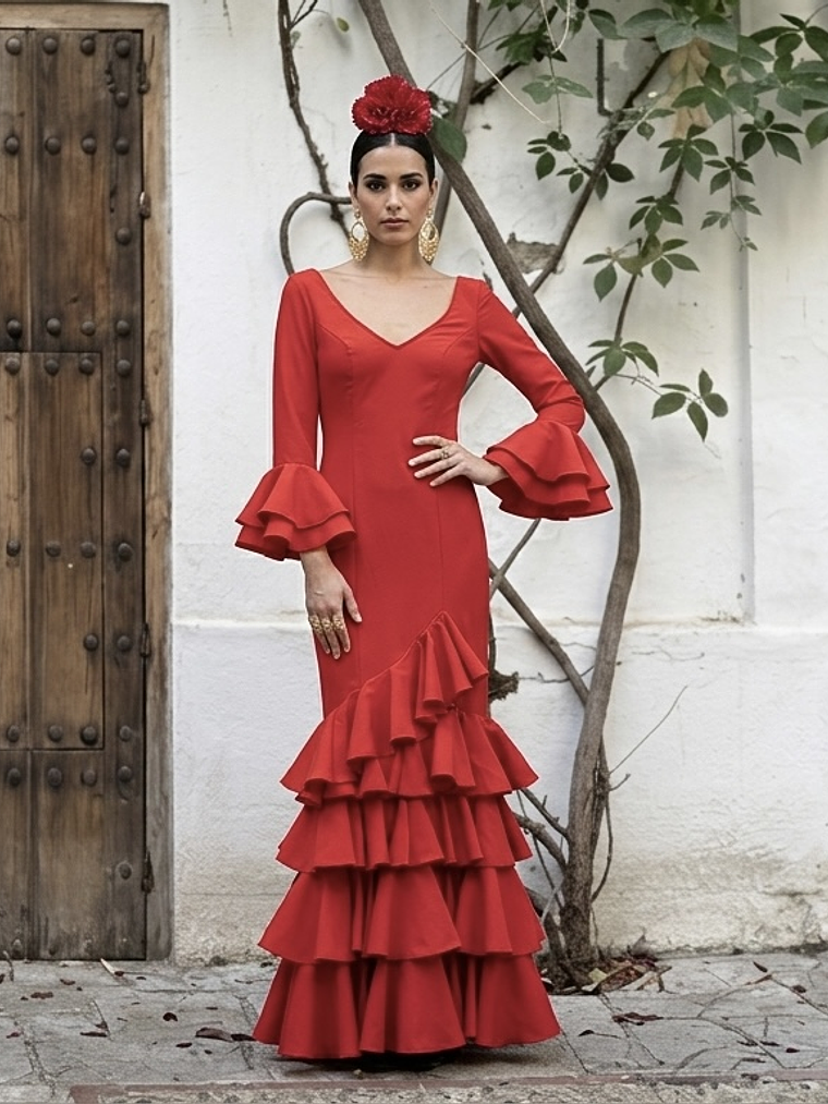 VESTIDO LUCÍA ROJO LISO 1