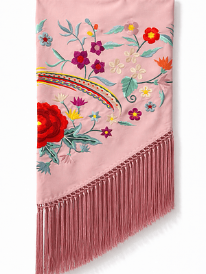 MANTONCILLO ROSA PASTEL FLOR-PÁJARO 