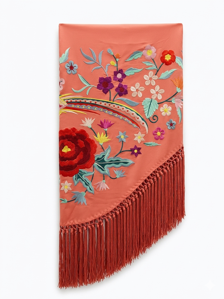 MANTONCILLO CORAL FLOR-PÁJARO  2