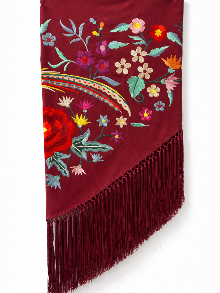 MANTONCILLO BURDEOS FLOR-PÁJARO  2