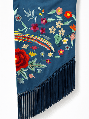 MANTONCILLO AZUL PETRÓLEO FLOR-PÁJARO