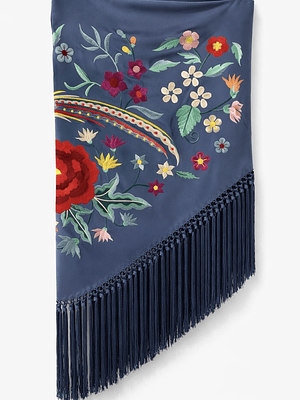 MANTONCILLO AZUL DUCADO FLOR-PÁJARO 