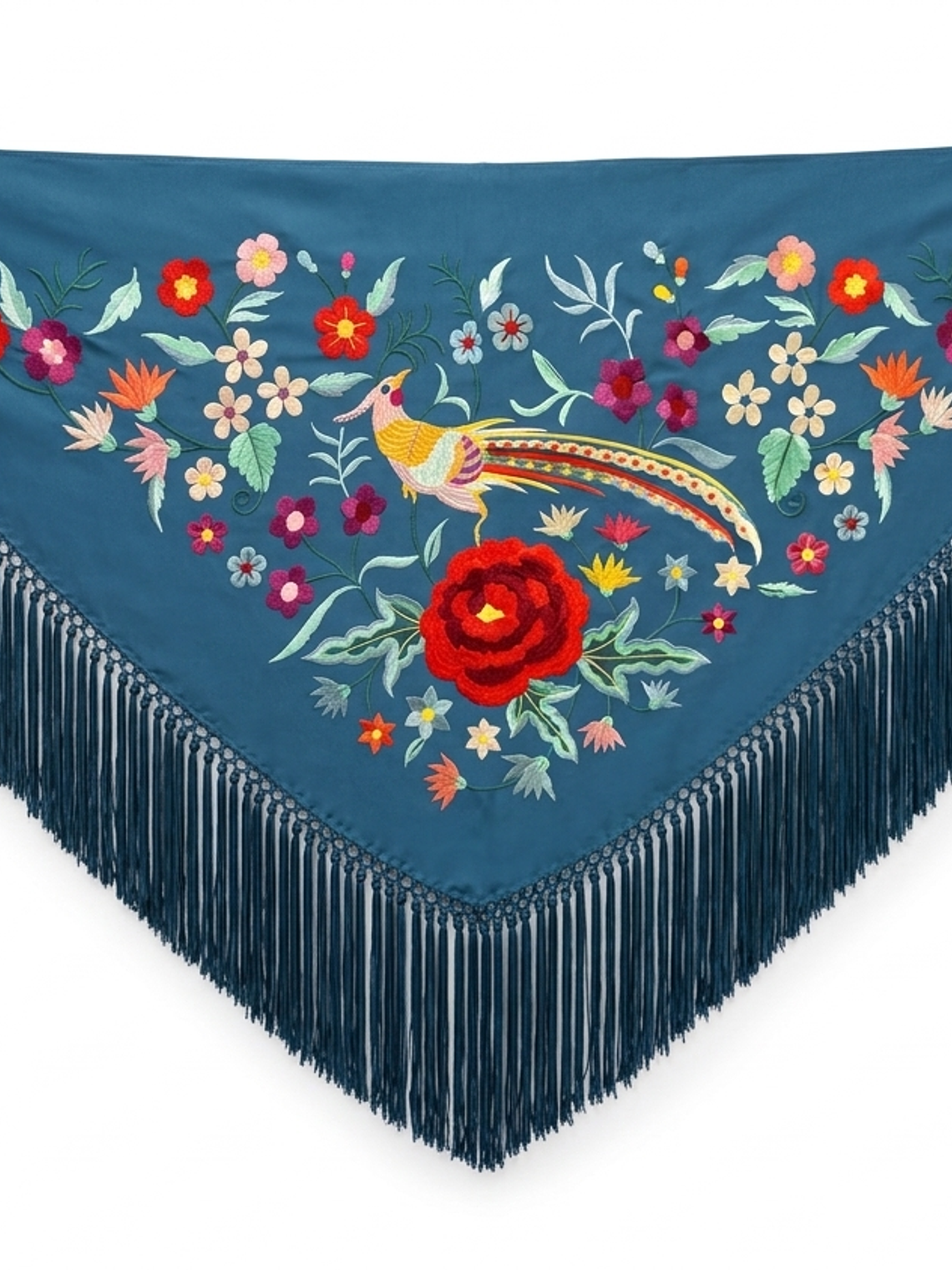 MANTONCILLO AZUL PETRÓLEO FLOR-PÁJARO 1