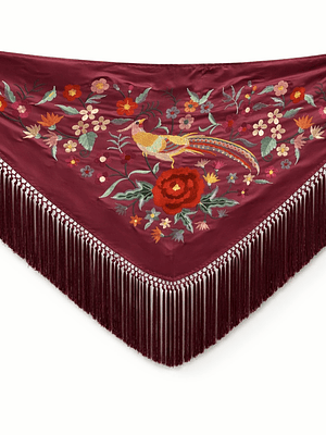 MANTONCILLO BURDEOS FLOR-PÁJARO 