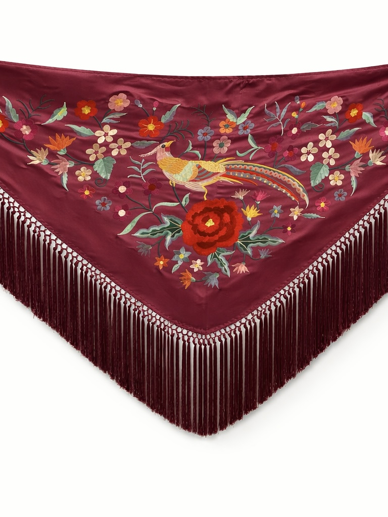 MANTONCILLO BURDEOS FLOR-PÁJARO  1