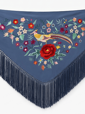 MANTONCILLO AZUL DUCADO FLOR-PÁJARO 