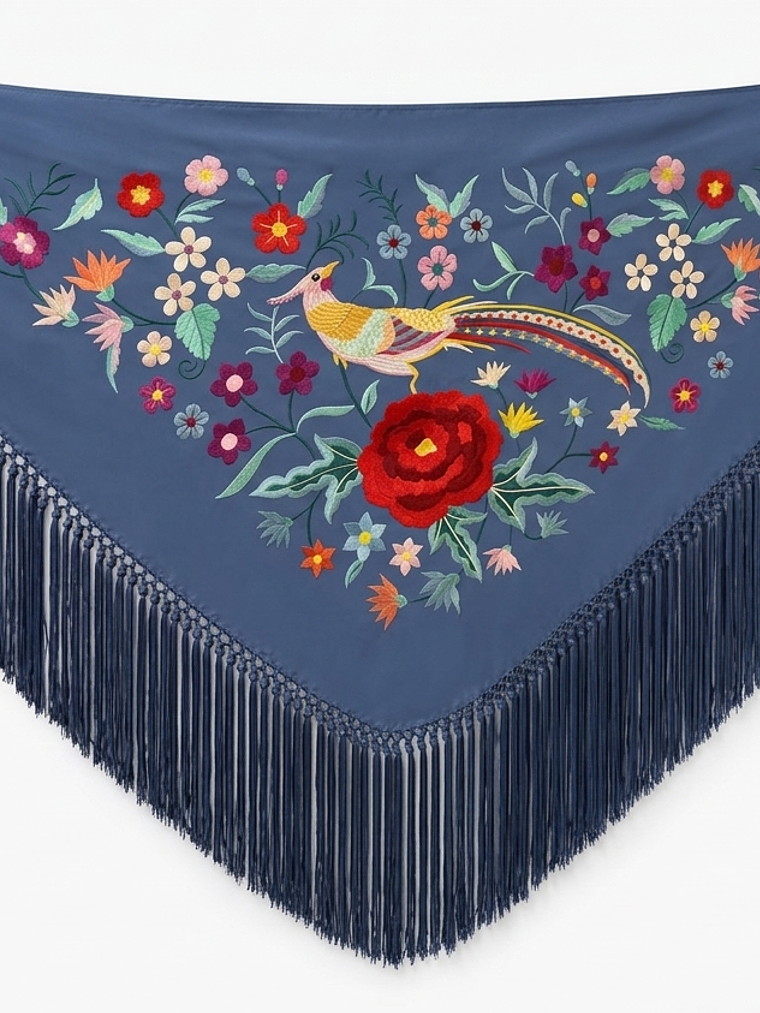 MANTONCILLO AZUL DUCADO FLOR-PÁJARO  1