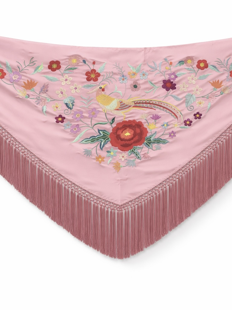 MANTONCILLO ROSA PASTEL FLOR-PÁJARO  1