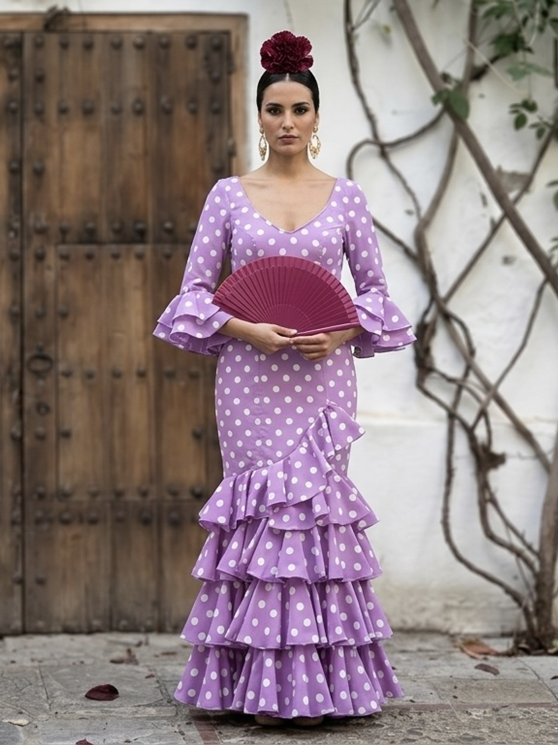 VESTIDO LUCÍA MALVA LUNAR BLANCO GRANDE 1