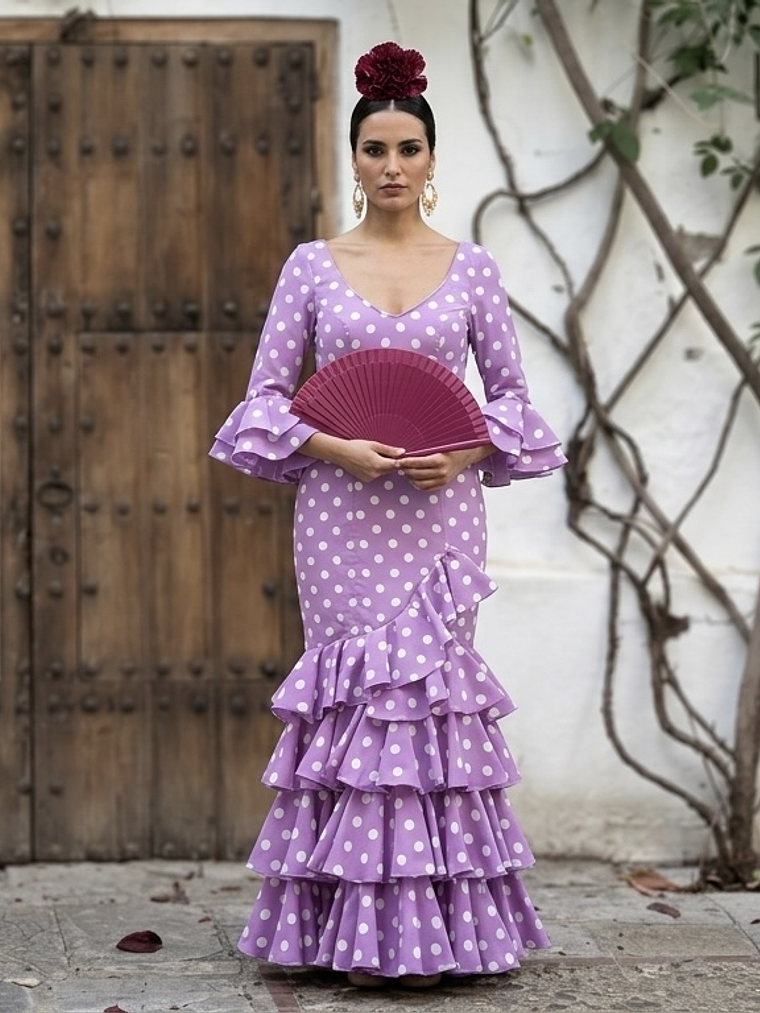 VESTIDO LUCÍA MALVA LUNAR BLANCO GRANDE 1