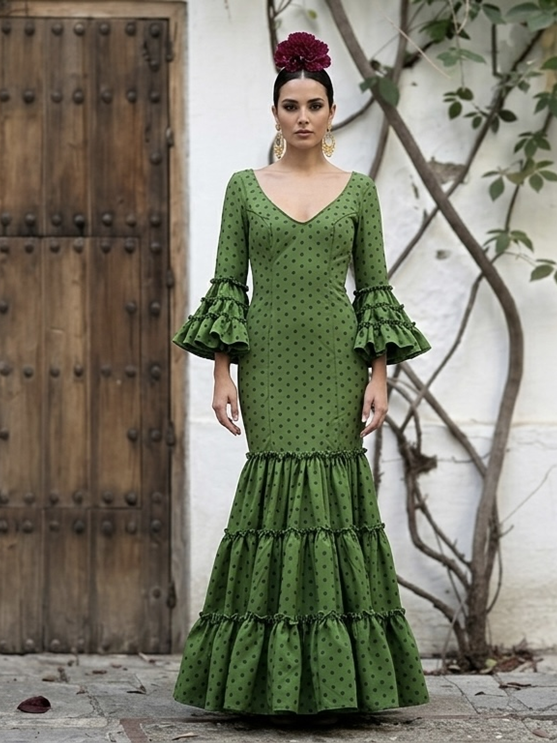VESTIDO CARMEN VERDE OLIVA LUNAR 1