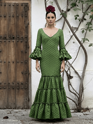 VESTIDO CARMEN VERDE OLIVA LUNAR