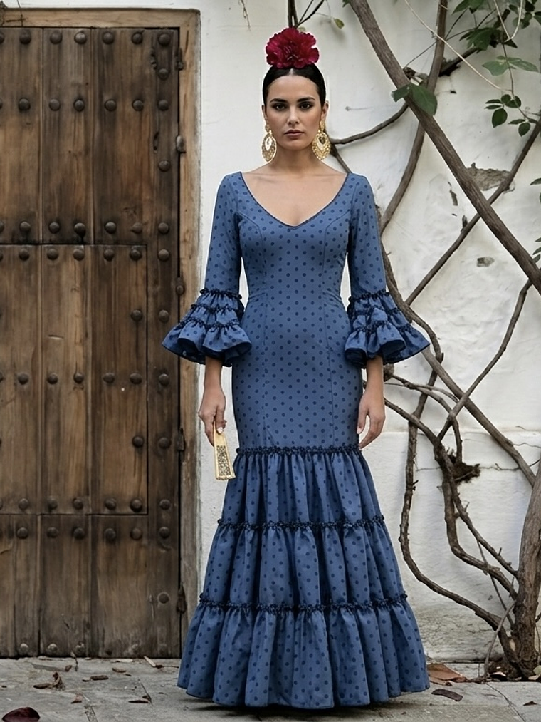 VESTIDO CARMEN AZUL TINTA LUNAR  1