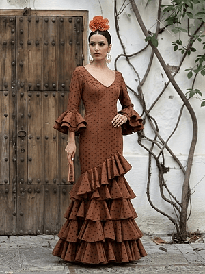 VESTIDO LUCÍA MARRÓN LUNAR OSCURO